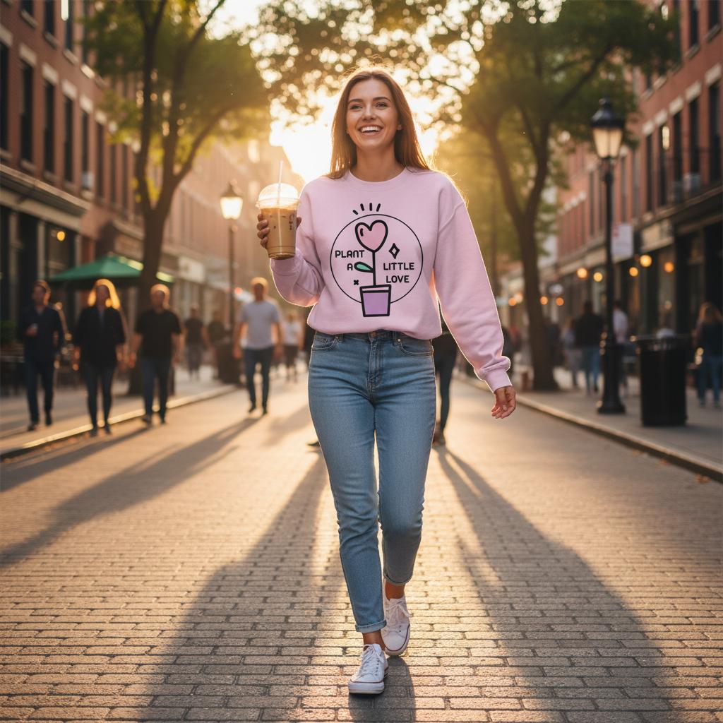 Plant a little love design on unisex crewneck sweatshirt